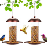 YARDIA bird feeder with metal top and base shows durable outdoor construction.