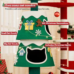 YARUOMY Christmas Cat Tree with LED string lights for festive ambiance
