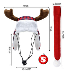 YASUTGAS Christmas pet red knit scarf with pompom keeps pets warm and stylish.