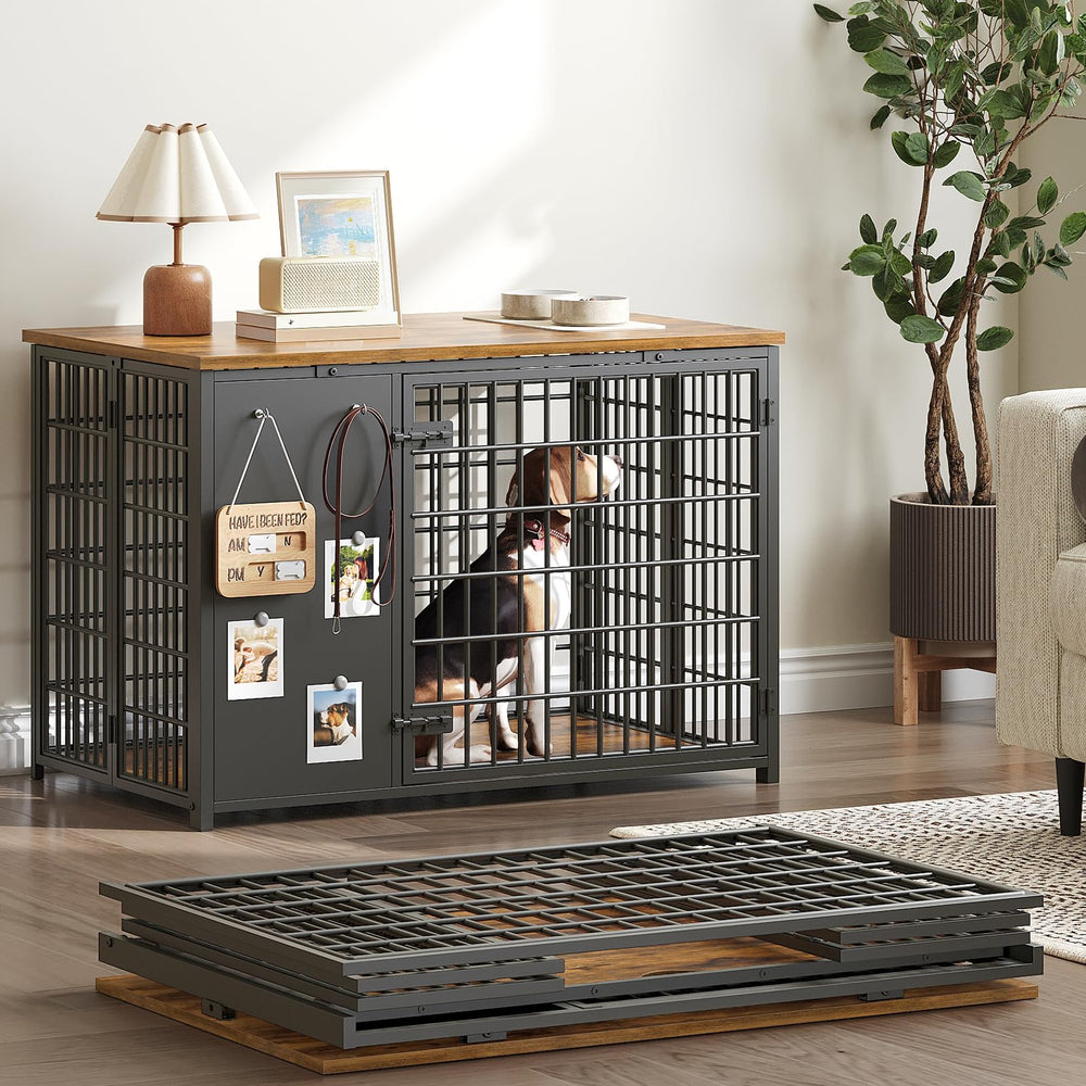 YATINEY foldable dog crate furniture with easy-assembly for quick pet-haven setup