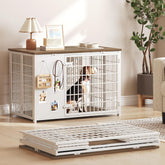 YATINEY foldable dog crate furniture shows quick setup for instant pet space.