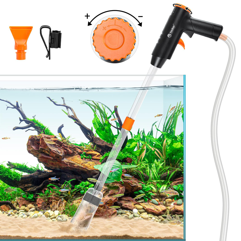 Yaubay 132GPH aquarium cleaner with duckbill suction for debris removal