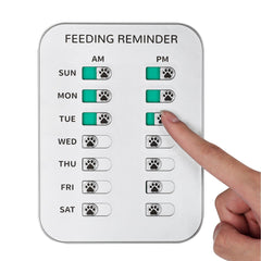 YAUYIK dog feeding reminder magnetic silver front view with AM/PM markers