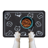 YCT cat food mat non-slip back keeps spills contained during meals.
