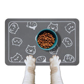 YCT Cat Food Mat with non-slip back keeps bowls stable and floors clean.