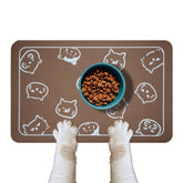 YCT Pet Food Mat brown with non-slip base keeps bowls steady and surfaces clean.