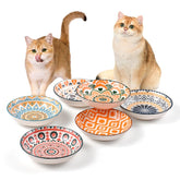 YEAHGO ceramic cat bowls side view show whisker-friendly design for comfortable meals.