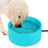 Yeatruojeet large heated water bowl in outdoor setup keeps pets hydrated in freezing weather.