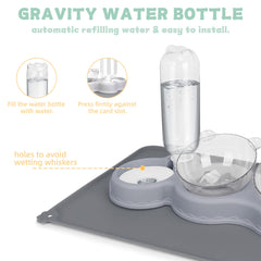 YECERCAN triple cat bowls adjustable bowls offer 8-direction positioning for comfortable meals.