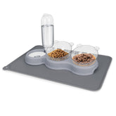 YECERCAN triple cat bowls setup for all-in-one feeding station with wet and dry meals.