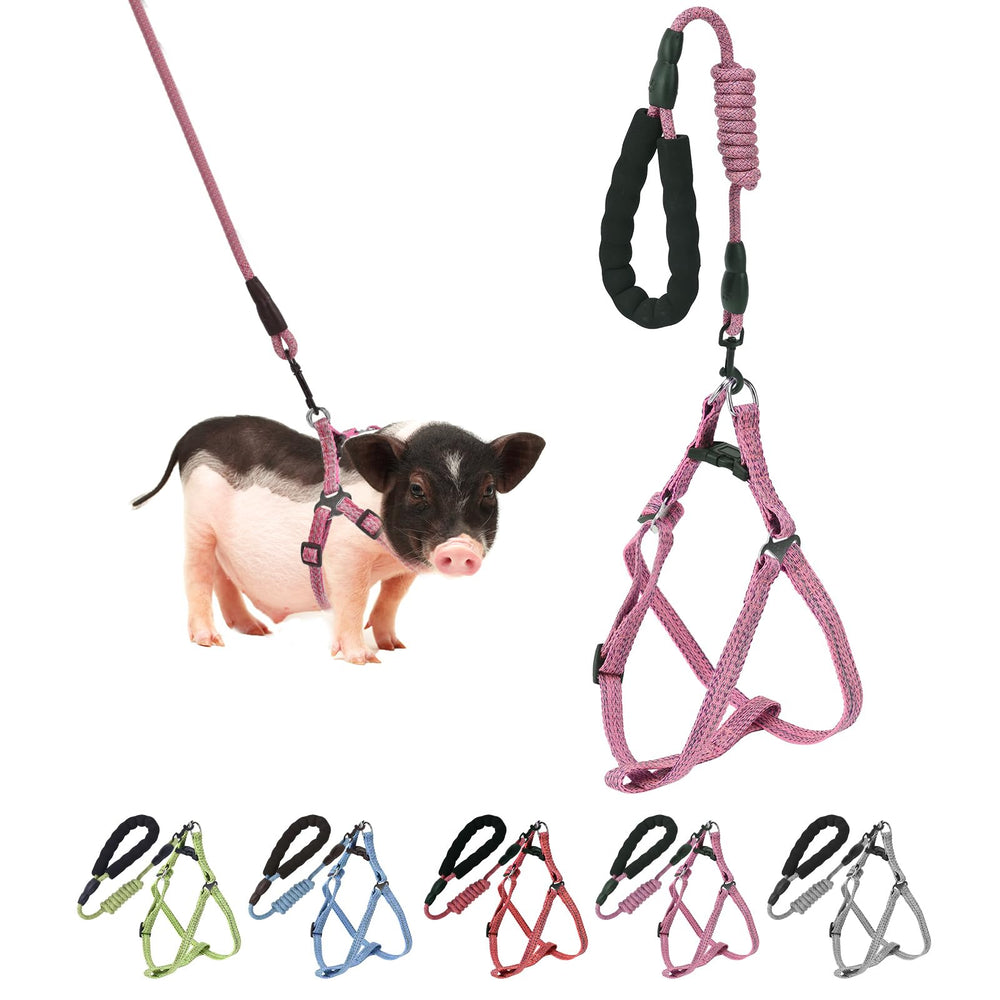 YeeBeny mini pig harness pink foam handle for comfortable grip on walks
