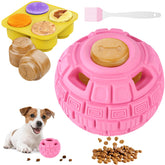 YEENER frozen treat ball pink assembly demonstrates dual compartments for longer reward-filled play.