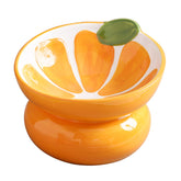 Yeexoxow orange cat bowl front view shows stable elevated design for easier feeding