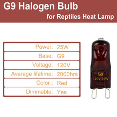 YEGRUEB G9 heat lamp bulbs installed in terrarium for reptile heat distribution