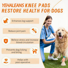 YEHALEANS dog knee brace side-profile provides adjustable fit for hind leg support.