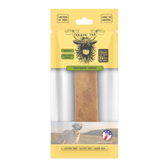 Yellow Yak Yaky Chew packaging highlights USA-made quality and a dental-friendly dog treat.