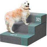 YENING large dog stairs front view showing wide steps for easy bed access.