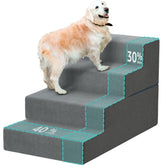 YENING large dog stairs front view showing wide steps for easy bed access.
