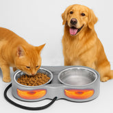 YEOLEH pet heated bowl dual-bowl design keeps water and food warm outdoors