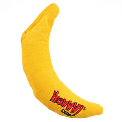 Yeowww Banana catnip toy promotes batting and bunny-kicking play.