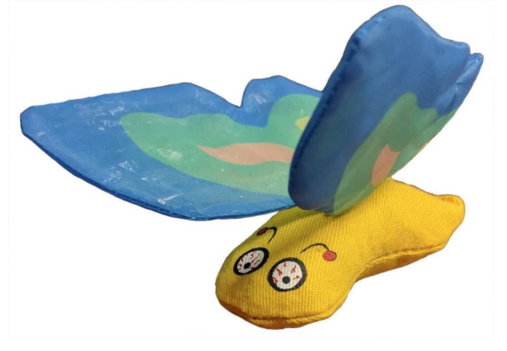 Yeowww! Duckyworld butterfly catnip toy blue with crinkly wings for engaging playtime.