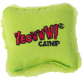 Yeowww! Pillow Refills catnip toy green front shows durable cotton twill for interactive play