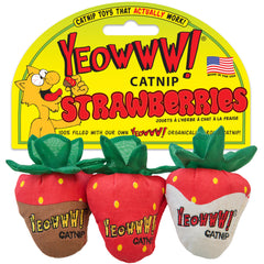 Yeowww! Strawberries Catnip Toy pack — vibrant natural colors for interactive play