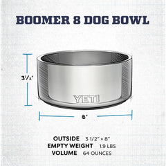 YETI Boomer 8 with Bearfoot non-slip ring keeps the bowl steady.