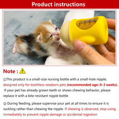 YeulYuuri kitten bottle yellow 20ml soft pacifier ideal for toothless kittens
