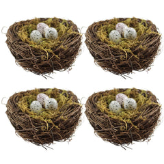 YEUQWJ artificial bird nest 4pcs shown in garden display for Easter decor