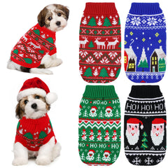 Yeyeplum 4-pack Christmas sweaters on group shot for festive pet styling