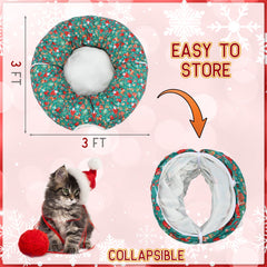 Yeyeplum cat tunnel with hanging plush ball inspires playful hunting and chase.