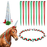 Yeyeplum floral spiral horn close-up highlights festive sparkle for holiday horse decorations.