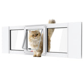 YGNNJY aluminum cat door window closed for secure pet access and insect-free interior.