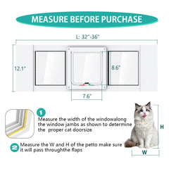 YGNNJY aluminum cat door window open showing easy, hands-free pet entry from indoors.