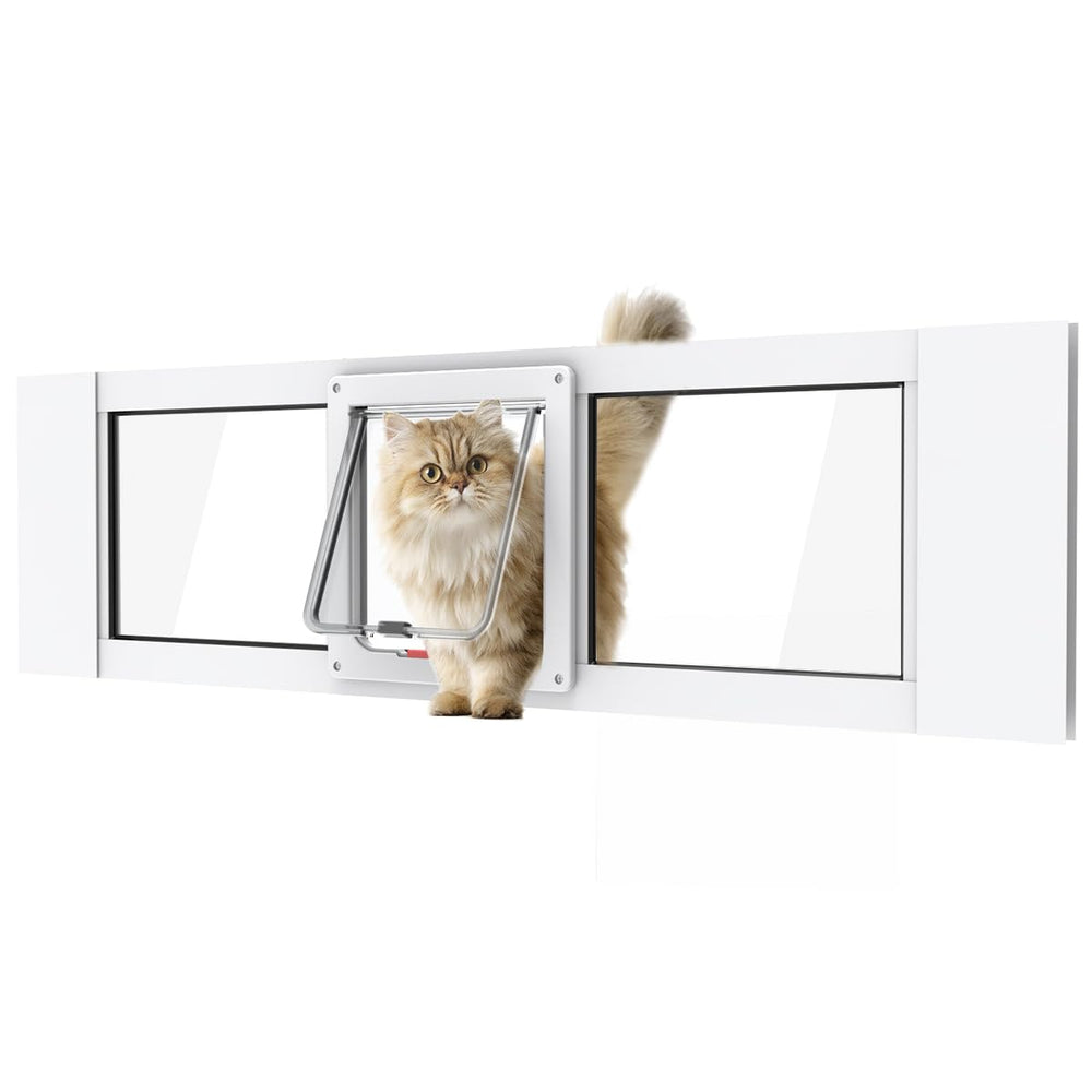 YGNNJY aluminum cat door front view with clear panel provides easy visibility for monitoring