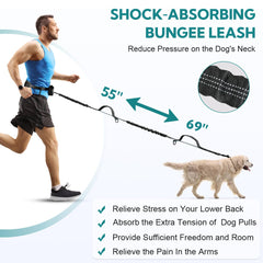 Yicostar bungee sections leash absorbs pulls for energetic dogs during walks