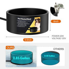 Yicostar heated water bowl safety design keeps thermostat sealed for pet safety