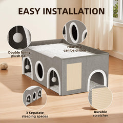 YIJIETON extra-wide cat house dimensions 35.4 in deep, 19.6 in wide, 13.3 in high.