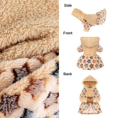 Yikeyo dog sweater dress XXS back view highlights soft fleece and snug fit