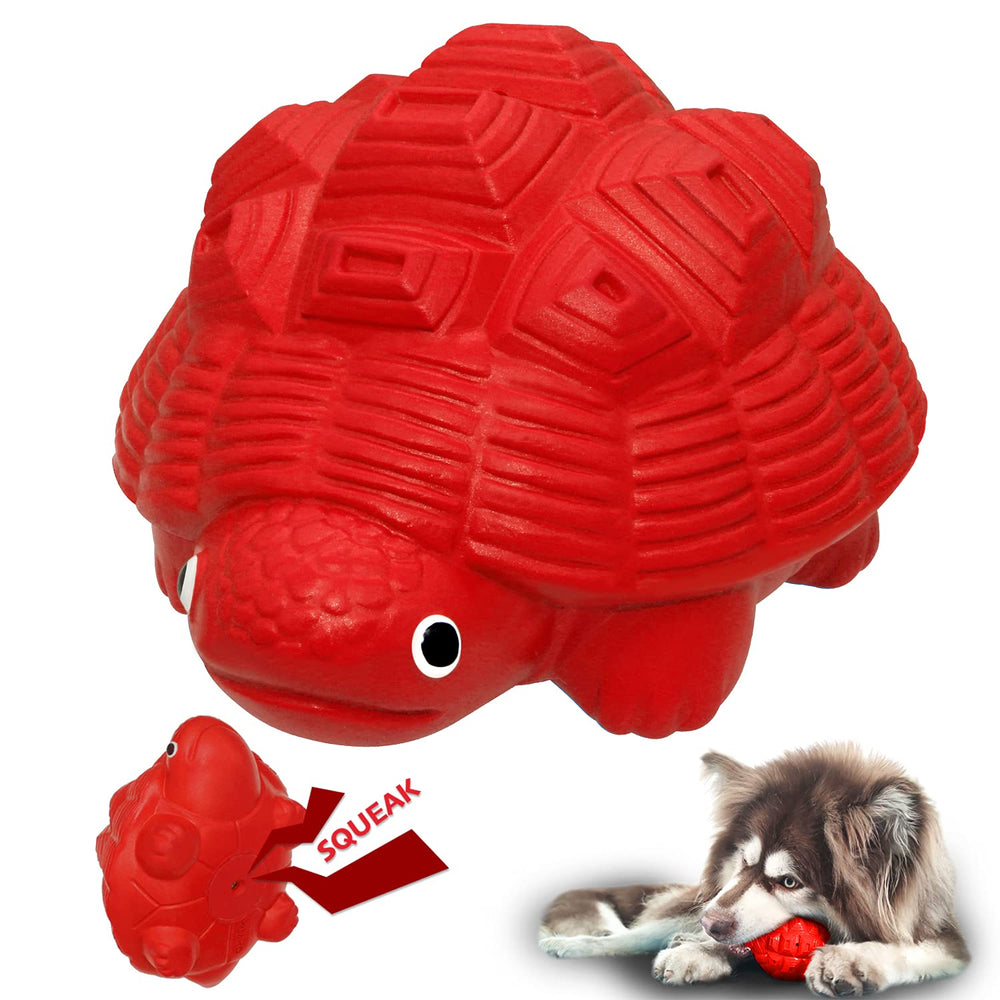 YILAKO indestructible turtle dog toy closeup of rubber texture supports durable chewing