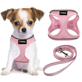 YIMEIS pink small dog harness with step-in design for easy on/off.
