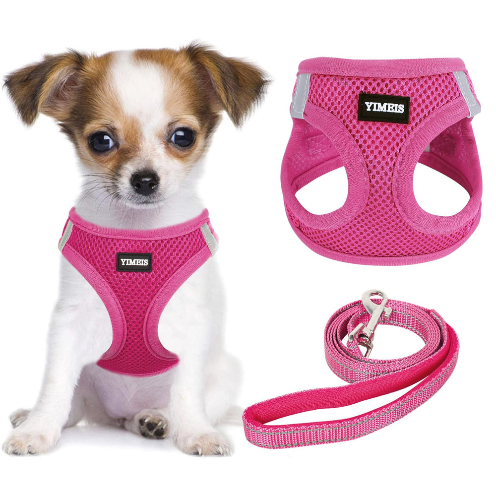 YIMEIS dog harness rose red step-in design for easy on-off daily walks.