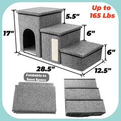 YIMITEE dog stairs storage compartment demonstrates built-in space for pet supplies.