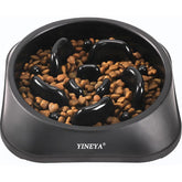 YINEYA slow-feeder dog bowl maze design promotes slower eating for better pacing.