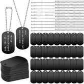 Yinkin dog tags blank base set pack-shot showing easy engraving possibilities.