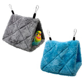 Yinprwi warm bird nest blue front view with double hooks for easy placement in cages.