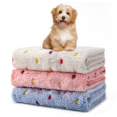 Yintrest 1pack 3 blankets dot-white-pink-blue for cozy pet lounging