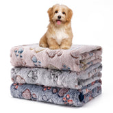 Yintrest paw-print blanket closeup highlights plush fleece comfort for pets.