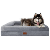 Yiruka XL orthopedic dog bed with bolster supports joints and provides cozy corner rest